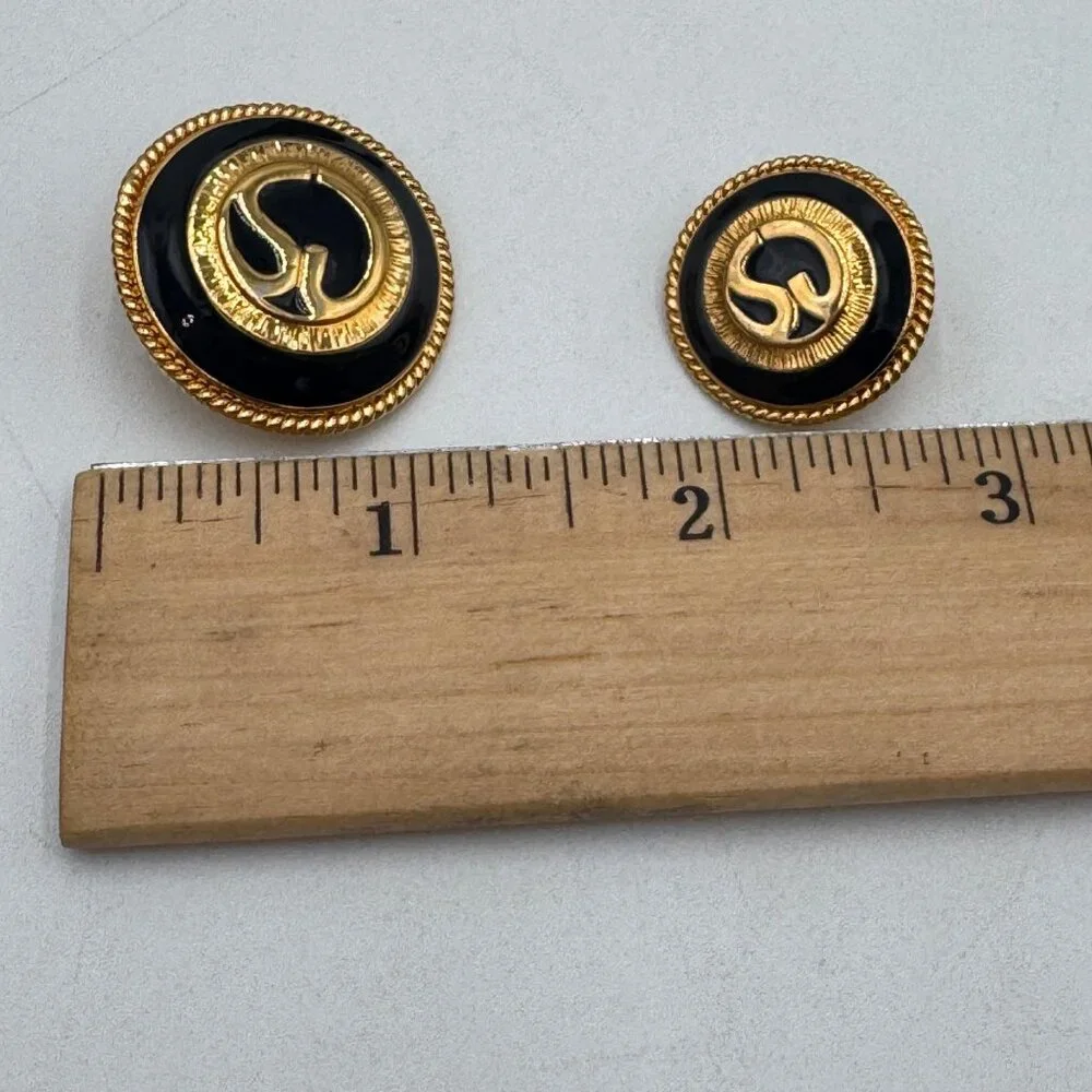 St. John Gold & Black Replacement Buttons Set Of 7 Round Rope Trim Design Shank